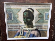 Original Vladimir Tretchikoff Lady of Ndebele gerahmter Druck. 50/60er Jahre. Retro alt