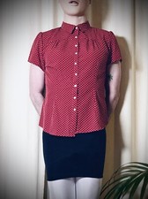 Bluse rot mit weißen Punkten, Gr XL, DWT, CD