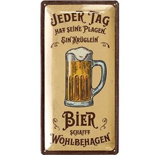 Retro Blechschild Bier, ustige Schilder Sprüchen, Bar Dekoration, Metall 16x32cm