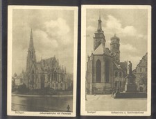 2 alte Ansichtskarten Stuttgart 1920-Johanniskirche und Stiftskirche