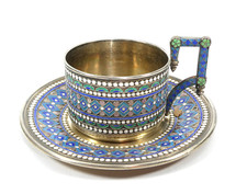 Russland Silber Emaille Tasse