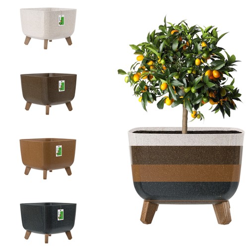Blumentopf mit holzfüßen - blumentopf,