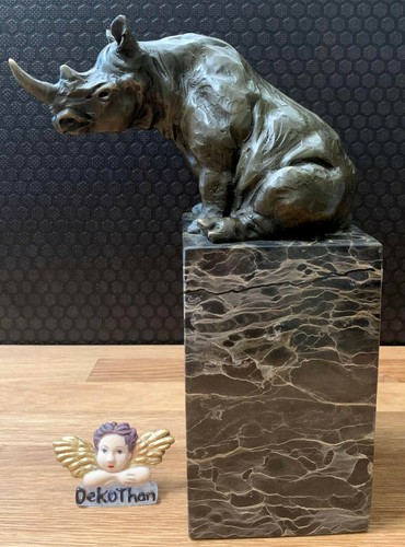 Bronzefigur nashorn skulptur - bronzefigur,