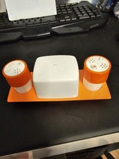 DDR Kult Menage Salz Und Pfeffer Streuer Weiß Orange 