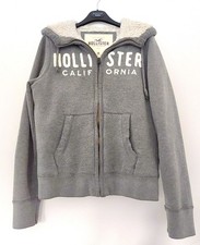 Sweatjacke Hollister Hoodie, Teddyfutter, Größe M, Hellgrau