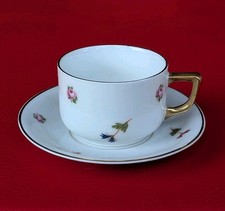 1920 Antike Art Deco Sammeltasse Mokka Mocca Gold Blumen Rosen Rosa Grün Blau