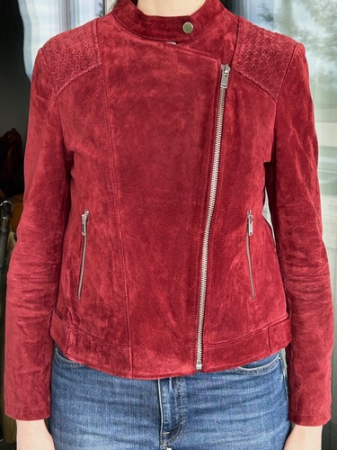 Mango lederjacke burgunderrot - mango,