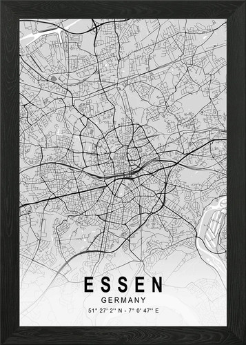 Essen licht stadtplan gerahmt - essen,
