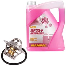 THERMOSTAT 87°C + 5L KÜHLMITTEL ROT für AUDI A3 A4 A6 VW GOLF PASSAT 1.6 1.8 2.0