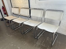 4x THONET S33 Stuhl Original Freischwinger Kernleder weiß  70er Jahre 5.000€