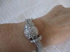 Armband Silber Metall Strass Magnet Verschluss 3 Bändchen