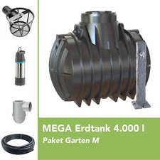 MEGA Premium Erdtank 4000 Liter Komplettpaket Garten M Zisterne LKW-befahrbar