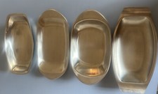 4 Stück Konvolut Silbertablett Edelstahl Tablett Platte Oval 2x Tischfein