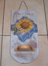 Sonnenblume -Bild mit Serviettentechnik auf Biberschwanz-Ziegel, Handarbeit