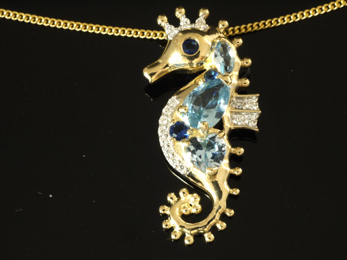 585 gold seepferdchen kette - seepferdchen,