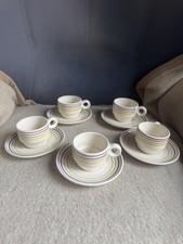 10 tlg Espresso Set Service Tassen Unterteller Krakelee Bunt Kaffee Mokka