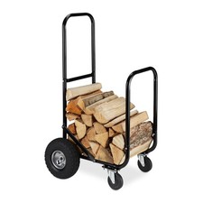 Kaminholzwagen Brennholzkarre Holztransportwagen Holzscheitwagen 60 kg schwarz