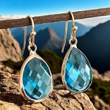 Wunderschöne Edelstahl Luxus Ohrringe Tropfen Vintage Ohrstecker Strass Türkis