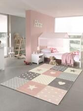 Kinderteppich Babyzimmer Mond Stern Punkte Pastel Pink Blau