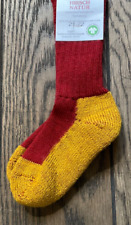 Hirsch Natur Wollsocken mit Plüschsohle zweifarbig Gr. 15-34 rot/gelb oder blau