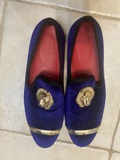 Slipper HalbSchuhe Blau Gold Selten Rote Sohle neu Rar  Western ranch Karneval 