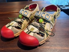 Gucci Hybrid Sneaker-Sandale, mehrfarbig, rote Gummikappe Größe 8 - sehr selten!