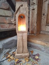 Stehlampe LED-aus Holz 62c Eichenbalken Windlicht Stele Skulptur Laterne Design 