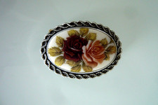 Vintage Retro art Deco Brosche Tuchhalter Western Germany Porzellan Brosche