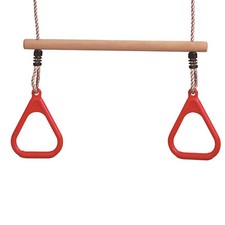 Loggyand Holztrapez Trapez mit Turnringe Ringen Schaukelsitz Trapezringe rot