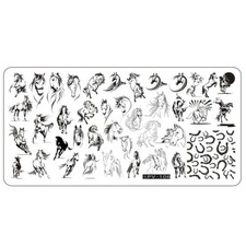 Pferde Stamping Schablone SPV-106 Hufe Stempel Platte Nailart Tiere Nagellack