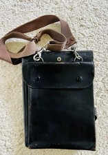 Vintage Alt französische Kartentasche Leder Schwarz Meldetasche Breveté SGDG