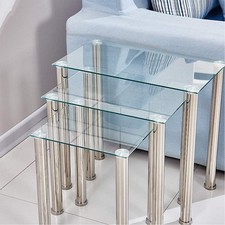3er Set Modern Glas Couchtisch