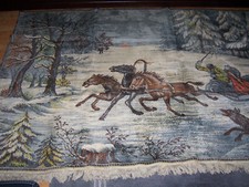 Tepich, Wandtepich, Trojka, Wölfe,Schlitten,gebraucht