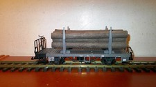 LGB  grauer RhB Rungenwagen beladen mit Holz