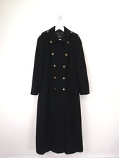 Hobbs Mantel Gr. 12 schwarz Overcoat Jacket Military Style maßgeschneidert Wolle Kaschmir