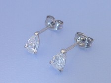 Echt 925 Silber Ohrstecker Tropfenform weißen Zirkonia weiß Anlaufschutz Paar 