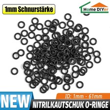 O Ring aus NBR Gummi ID Ø 1 - 61mm x Schnurstärke 1mm Dichtring Dichtungsringe