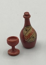 Alte Miniatur Kleine Holz Flasche Cognac Puppenstube Zubehör Kaufladen Alt