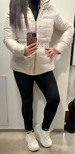 Zara Dauenjacke Winter Jacke Steppjacke mit Gürtel L Perlgrau 80% Daunen