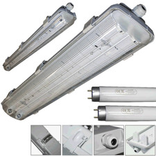 Feuchtraumleuchte EVG 2x18W 2x36W 2x58W 1x18W 1x36W 1x58W IP65 Polycarbonat