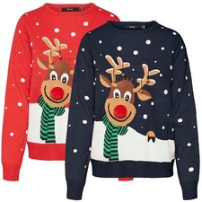 Vero Moda Damen Pullover Weihnachten Damenpullover Weihnachtspulli VMSnowy Deer