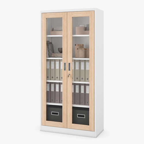Metallschrank mit glasvitrine - metallschrank,