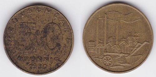 Pfennig messing münze ddr - 50,