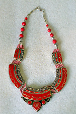 Riesige  ROTE KORALLE   Edelstein Halskette  Unikat   NEU!
