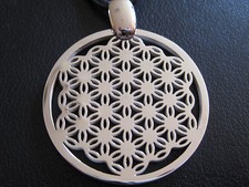 Lebensblume Ketten Anhänger massiver Edelstahl Blume des Lebens     / X802