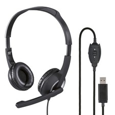 Hama PC Office USB Headset Stereo Kophörer mit Boom Mikrofon Mikro Büro Notebook