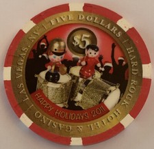 Happy Holiday 2011 Hard Rock Hotel Casino Chip $5 Las Vegas Poker Paulson