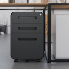 Mobile Aktenschrank  Stahl Rollcontainer Büro-Rollcontainer Schwarz