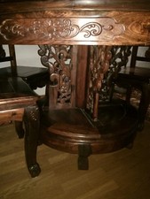China Tisch Stühle 6x *unikat* Handarbeit beschnitzt Hartholz sehr schwere Teile