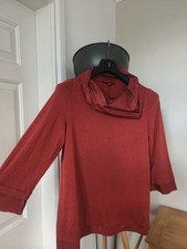 Vetono Jersey Wasserfallausschnitt Rost Top Tunika Lagenlook Artsy Lagenlook Relaxed UK 12-14